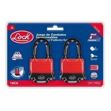 Juego 2 Candados Lock 18ca Impermeables Largos 40mm Llave Color Negro