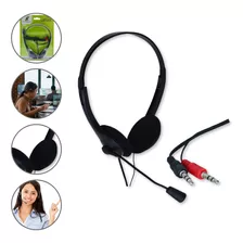 Fone De Ouvido Headset Para Pc Notebook Home Office Skype Cor Preto