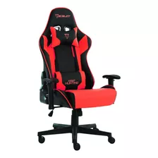 Silla Gamer De Vinipiel Ergonómica Reclinable Color Rojo