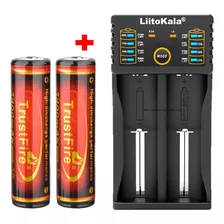 Pack 2 Baterías Trustfire 18650 3400mah Cargador Liitokala 2