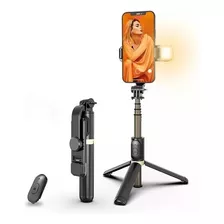 Bastão Pau Selfie Tripe Com Luz Controle Bluetooth P Celular Cor Preto