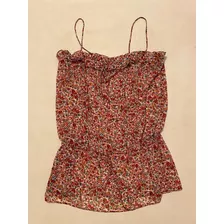 Vestido Solero Zara Basic Talle Xs 24 Flores Gasa Lazo Cintu