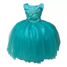 Vestido Infantil Verde Damas De Honra E Cinto Strass Pérola