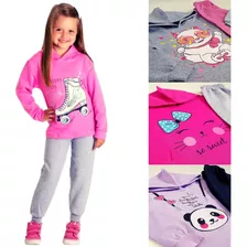 06 Peças Conjunto Moletom Com Capuz Infantil Menina Inverno 