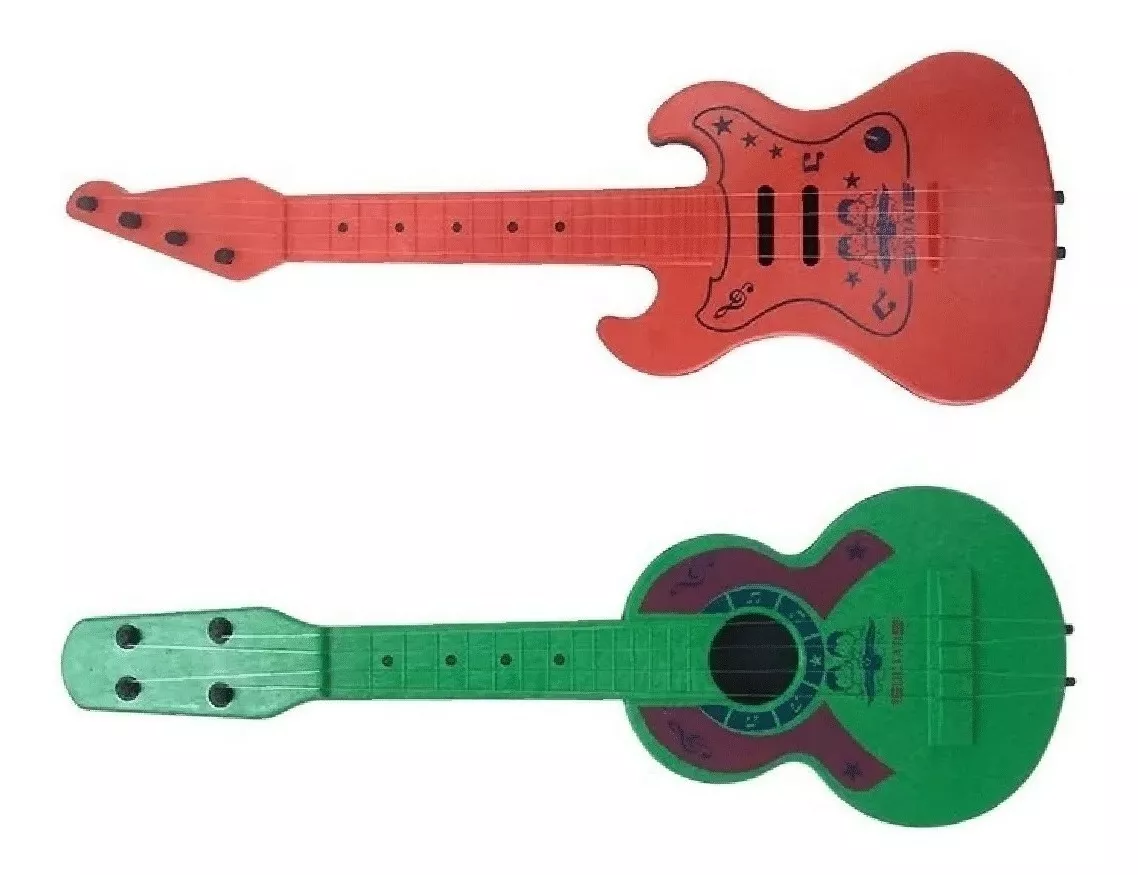 Kit 1 Violão Viola + 1 Guitarra De Plástico Brinquedo