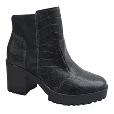  Borcego Bota Negro Mujer Elástico 