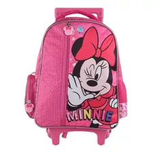 Mochila Con Ruedas Minnie Mouse Lentejuelas Mn78389 Color Fucsia