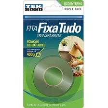 Fita Dupla Face Fixa Tudo Uso Interno 25mm X 2m 1kg Tekbond Cor Transparente Liso