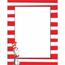 Papel De Computadora Dr. Seuss Cat In The Hat Rojo Y Bl...