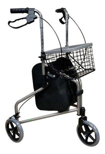 Andadera Rollator 3 Ruedas Frenos Bolsa Y Canastilla