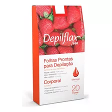 20 Folhas Prontas Para Depilação Corporal Depilflax Morango