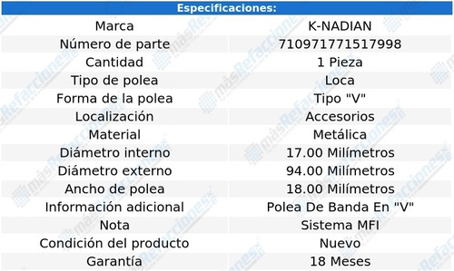 Polea Tipo  V  Metalica Rocky L4 1.6l 90 Foto 3