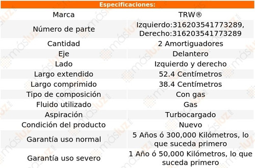 (2) Amortiguadores Gas Delanteros Sharan 1.8l 4 Cil 02/08 Foto 2