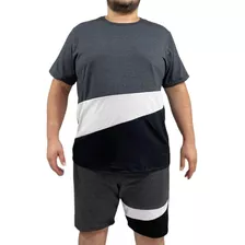 Conjunto Masculino Camiseta E Bermuda Plus Size Top P Ao G9