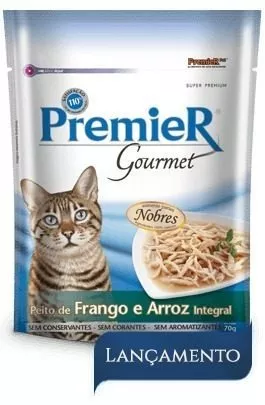 Alimento Premier Super Premium Gourmet Para Gato Adulto Sabor Frango E Arroz Integral Em Saco De 70g