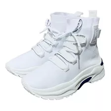 Zapatillas Deportivas Blancas Dama Corte Alto Ultra Cómodas