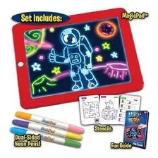 Tableta De Dibujo Con Luz Led Magic Pad 3 Marcadores Color Rojo