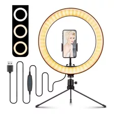 Aro De Luz Iluminador Ring Light 26cm Com Tripé Lives Selfie