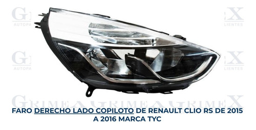 Faro Renault Clio Rs 2015-15-2016-16 Tyc Ore Foto 10