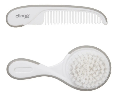 Clingo Kit Higiene Com Escova Pente Lixa Cortador Infantil Cor Cinza