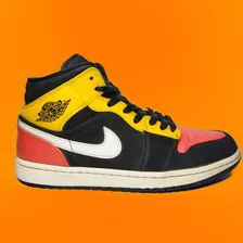 Nike Air Jordan 1 Mid Se Black Amarillo Orange