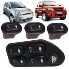 Kit Botão Vidro Elétrico Simples + Quadruplo Fiesta Ecosport