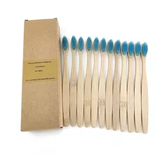 Pack De 12 Escovas De Dente Ecológica Em Bambu / Azul