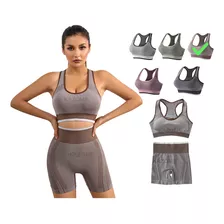 Conjunto Deportivo Mujer, Shorts Elásticos & Tops Deportivos