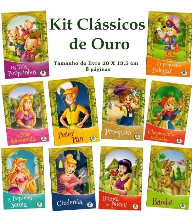 Kit Livro Infantil - Clássicos De Ouro - 10 Und
