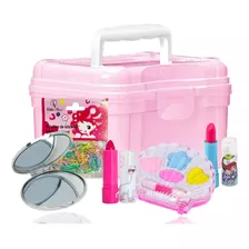 Maleta Mini Kit Maquiagem Infantil Sombras Batom Elásticos +