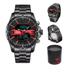 Relógio Masculino Weide Black Intense Dual Time Original