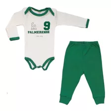 Roupa Palmeiras Campeão Bebê Body Longo Calça Mijão Futebol 