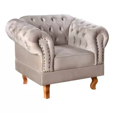 Poltrona Decorativa Chesterfield Dom Pedro Colonial Veludo