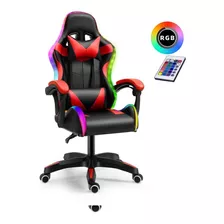 Silla De Escritorio Gamer, Ergonómica, Luz Led Rgb