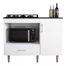 Balcão P/ Cooktop 1,05m 4 Bocas Com 1 Porta E Gaveta Turim