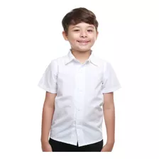 Camisa Social Infantil Masculina Manga Curta Algodão 1 Ao 8