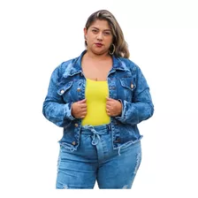 Jaqueta Jeans Plus Size Feminino Destroyed G1 Ao G4 Ate 60