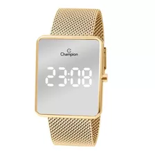 Relógio Champion Led Dourado Espelhado Ch40080b