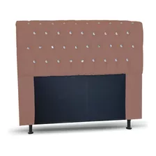 Cabeceira Lady Strass Cama Box Casal 140 Cm Suede Rosê