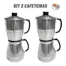 Kit 2 Cafeteiras Aluminio Polido Econômica Italiana Oferta