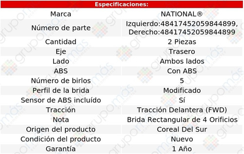 Mazas Traseras Con Abs National Saturn Relay 2005 Foto 3