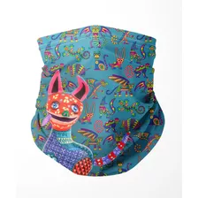 Doxe Bandana Azul Rosa Alebrijes Colores