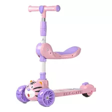 Patin Scooter Asiento Extraíble Ajustable Altura Infantil Color Rosa Tigre