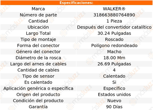 Sensor Ox O2 Despus Cc P/ Saab 900 L4 2.3l 96/98 Walker Foto 6