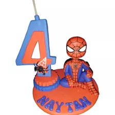 Adorno De Torta Con Vela Del Hombre Araña 