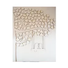 Arbol Columpio Y 100 Corazones En Marco Para Firmas Boda Mdf