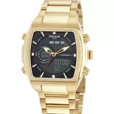 Relógio Masculino Seculus Anadigi 44mm 77154gpsvda2 Dourado