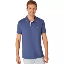 Camisa Polo Básica Hering Masculina Em Malha Piquet - Azul