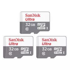Kit 3 Cartão Memória Micro Sd Sandisk 32gb Classe 10 Ultra