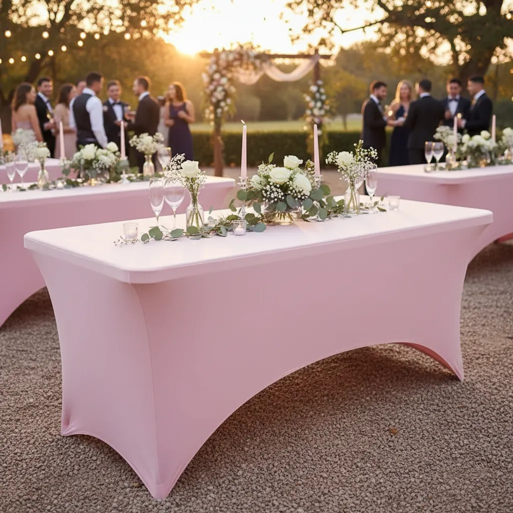 Funda De Mantel Tela Spandex Mesa 183x60x74cm Evento – variante Rosa claro